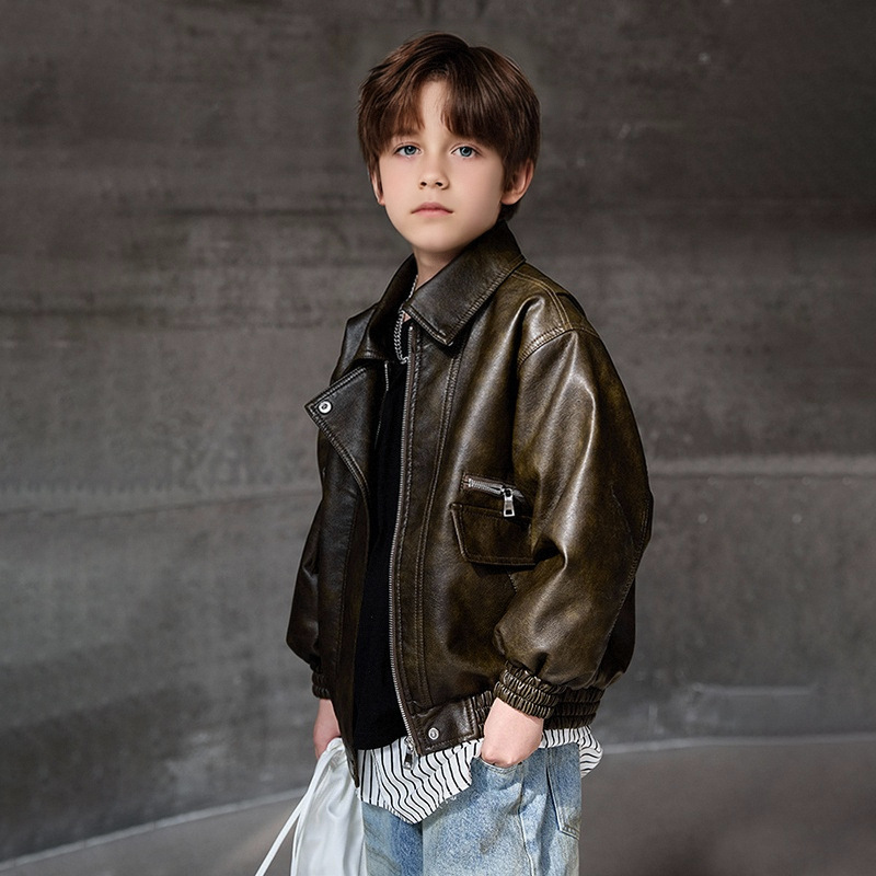 Streetwear Brand Logo - Boys Dark Green Waterproof Windproof Coat