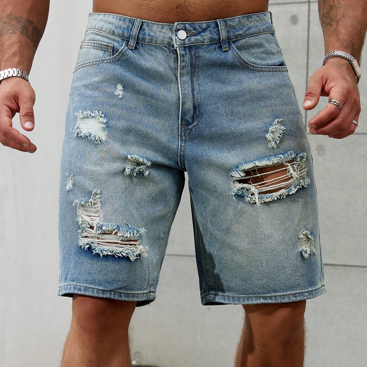 Streetwear Brands - New Fashion Mens Ripped Short Jeans
