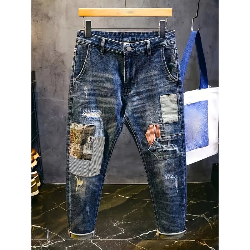 Retro Spliced ​​jeans Men's Tr - Streetwear Brand Book avis et prix
