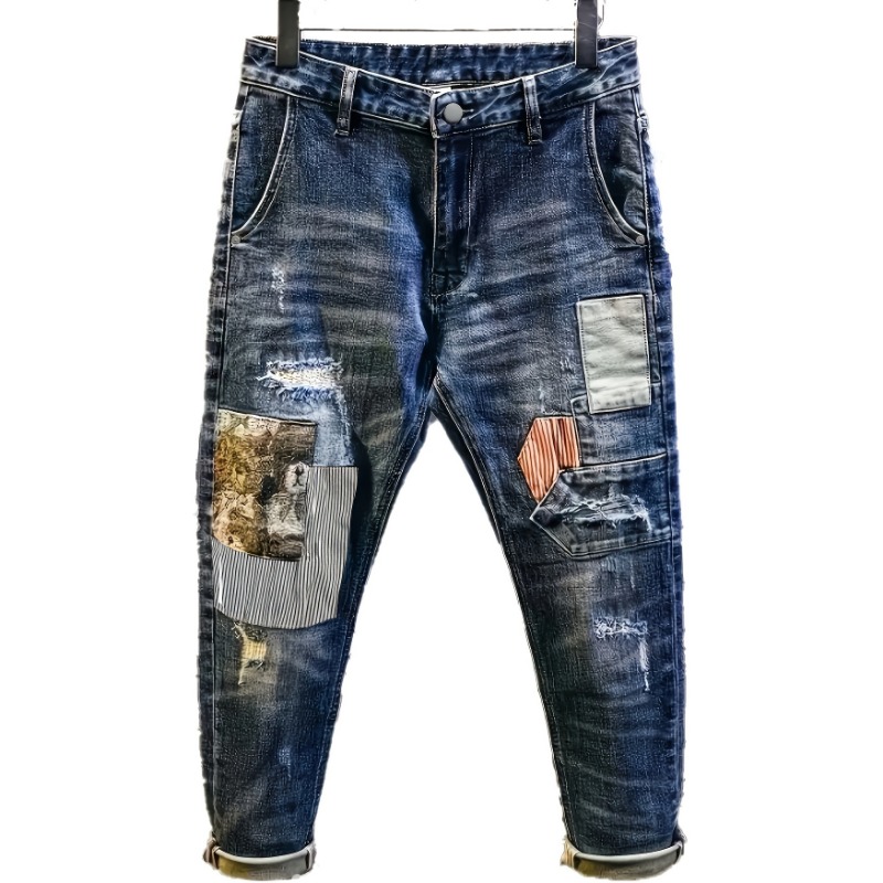 Retro Spliced ​​jeans Men's Tr - Streetwear Brand Book avis et prix