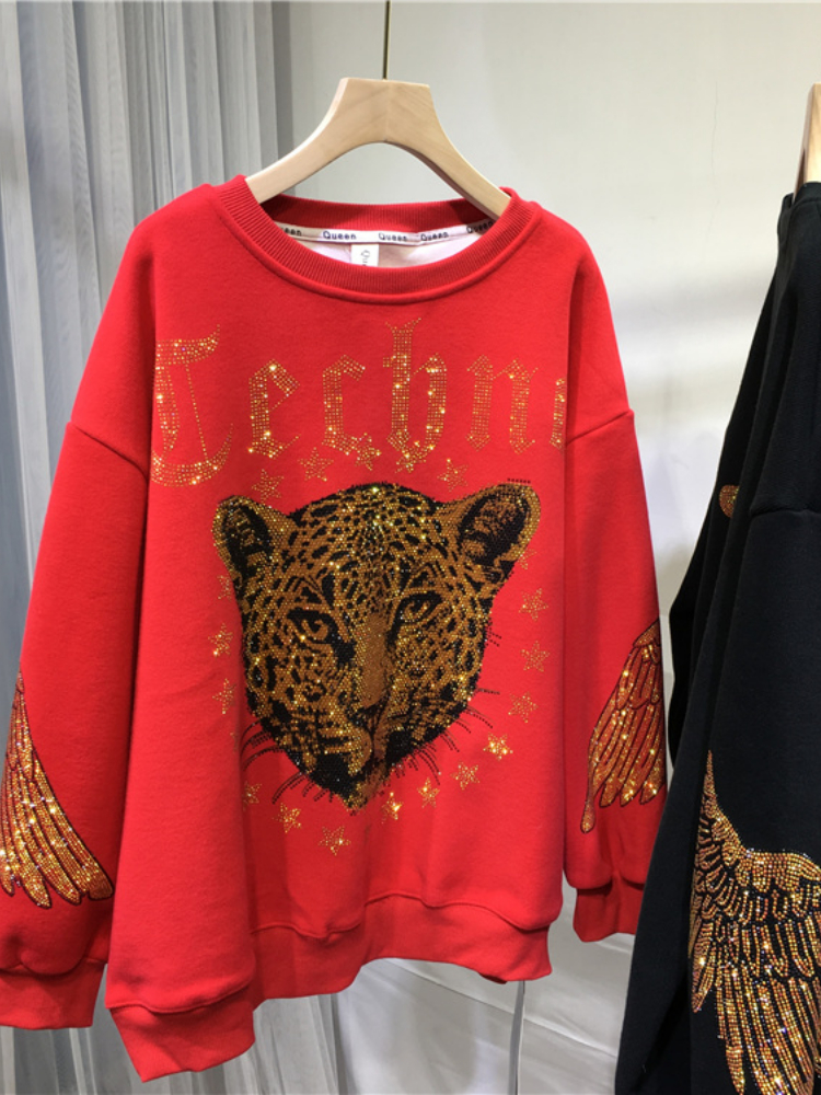 Leopard Rhinestones L-4XL Plus - Streetwear Brands avis et prix